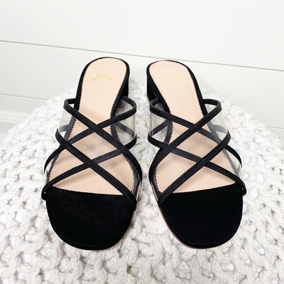 J.Crew Florence Transparent Crisscross Sandals Black Clear Size 10M - Picture 1 of 6